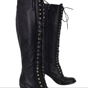 Italy black leather boot 7